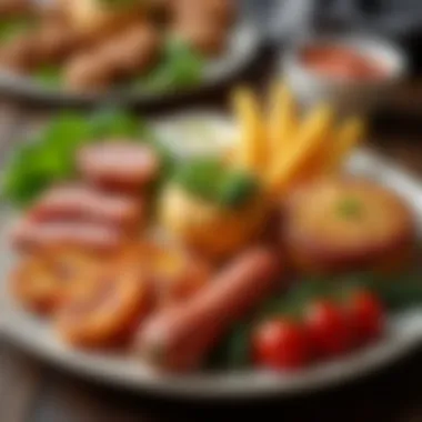 International Culinary Delicacies A variety of international delicacies beautifully presented, representing global culinary influences.