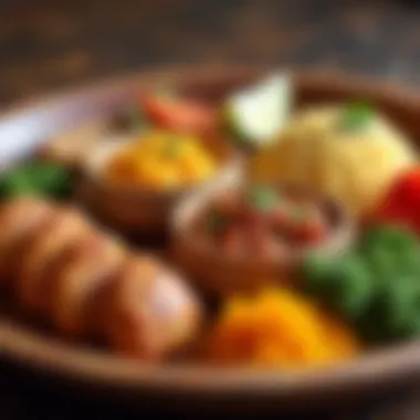 Traditional Emirati Cuisine A vibrant spread of traditional Emirati dishes showcasing rich flavors and colors.