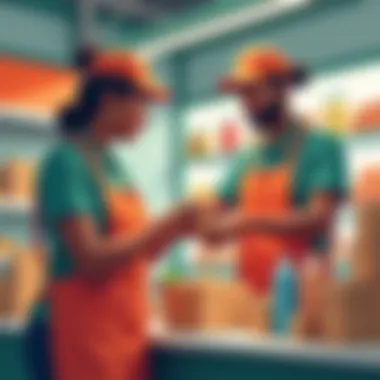 Customer Service at Big Value Supermarket Friendly staff assisting customers at Big Value Supermarket, emphasizing community engagement