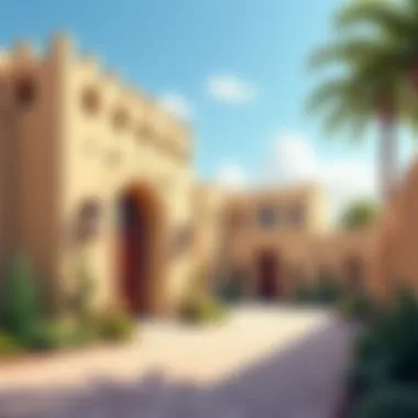 Architectural Marvels of Al Wasl Village A picturesque view of Al Wasl Village showcasing its unique architectural style.