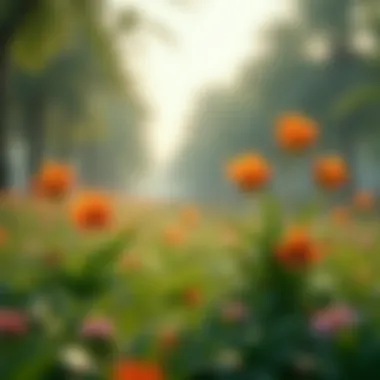 Close-up of diverse flora found in Barari Park, highlighting its ecological richness.