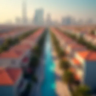 Vibrant Neighborhood Aerial View An aerial shot of a vibrant neighborhood in Dubai, illustrating cultural diversity and urban life.