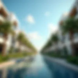 A picturesque view of a luxurious residential community in Dubai showcasing modern architecture.