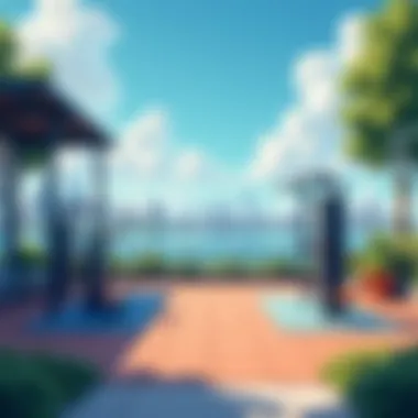 Fitness with a View: Outdoor Workout Facilities Outdoor workout area with modern equipment in Motor City