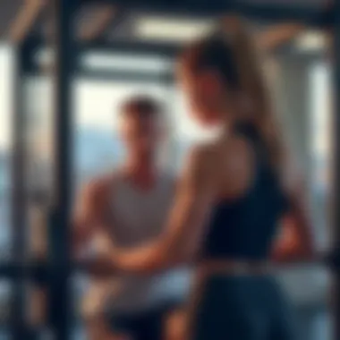 Personalized Fitness: Tailored Training Sessions Personal trainer assisting a client with a workout routine