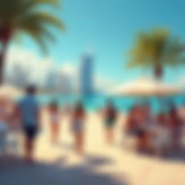 Social Scene at Marina JBR Beach Visitors enjoying the social scene at Marina JBR Beach