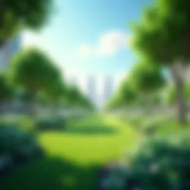 Lush Green Spaces in Urban Living Stunning landscape showcasing the greenery and outdoor spaces within the city.