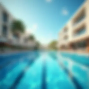 Modern Swimming Facilities in Dubai A swimming pool equipped with modern facilities and safety measures