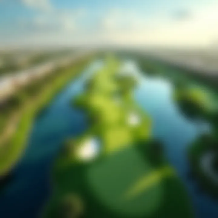 Aerial view of the Emirates Golf Course showcasing its lush greens and water features