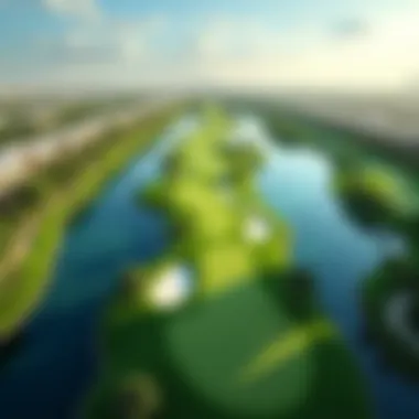 Aerial Perspective of Emirates Golf Course Aerial view of the Emirates Golf Course showcasing its lush greens and water features