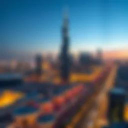 Panoramic view of Latifa Tower against the Dubai skyline