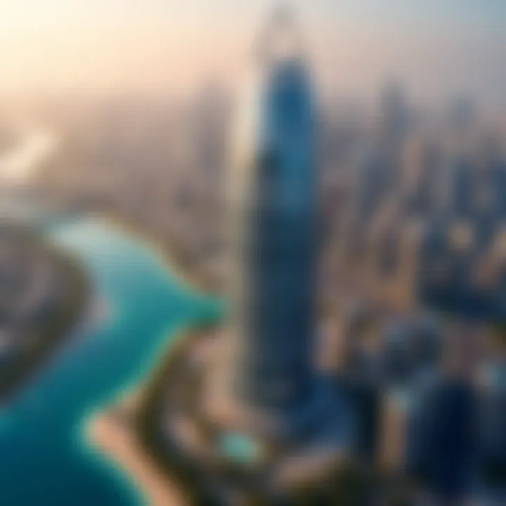 Bird's eye view of Lillian Tower amidst the Dubai skyline