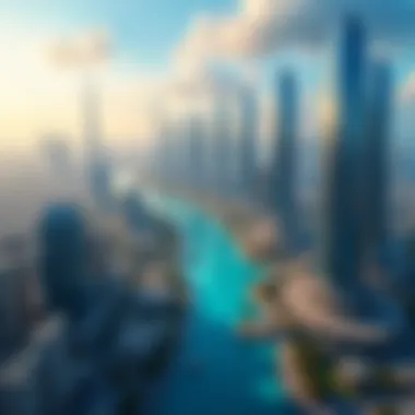Aerial Perspective of Dubai Internet City Aerial view of Dubai Internet City showcasing its modern architecture