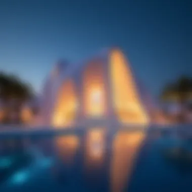 Architectural Innovation in Dubai An architectural masterpiece in Dubai reflecting the concept of 'Siraj' through its innovative use of light.