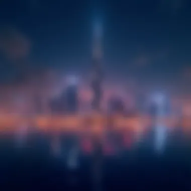 Dubai's Skyline at Night A stunning view of Dubai's skyline illuminated at night, showcasing the interplay of light and architecture.
