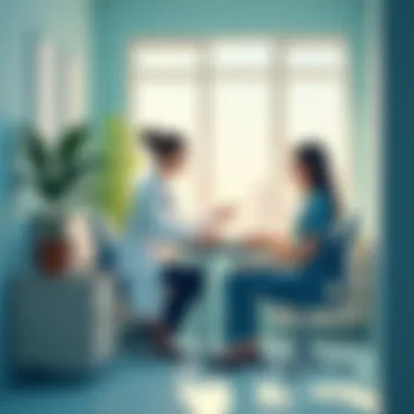 Patient Consultation Experience A healthcare professional interacting with a patient in a consultation room, emphasizing personalized care.