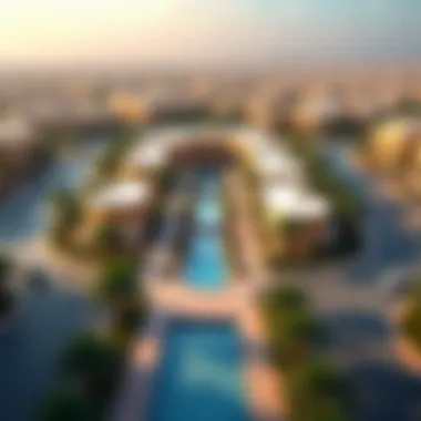 Aerial Overview of Wasl Village Retail Center Aerial view of Wasl Village Retail Center highlighting its layout